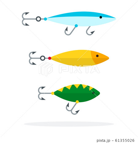 Wobbler in the form of fish of different colors flat isolated Wobbler in the form of fish of different colors flat isolated 61355026