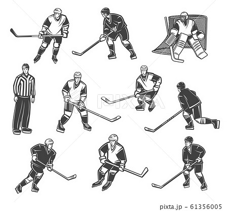 Ice Hockey Sport Team Players And Refereeのイラスト素材