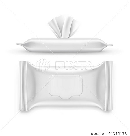 Realistic white napkin pack, facial wipe 61356138