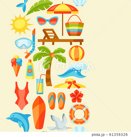Seamless pattern with summer and beach objects. Seamless pattern with summer and beach objects. 61356326