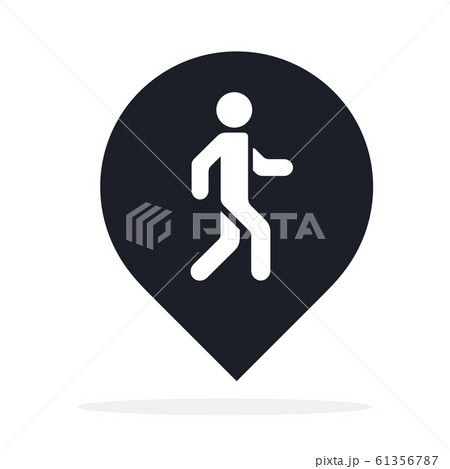 Location pin with Pedestrian icon flat isolated 61356787