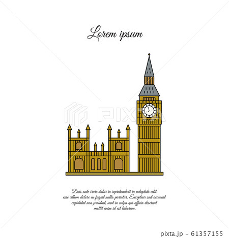 Big Ben and the Palace of Westminster in London color vector icon, sign, symbol 61357155
