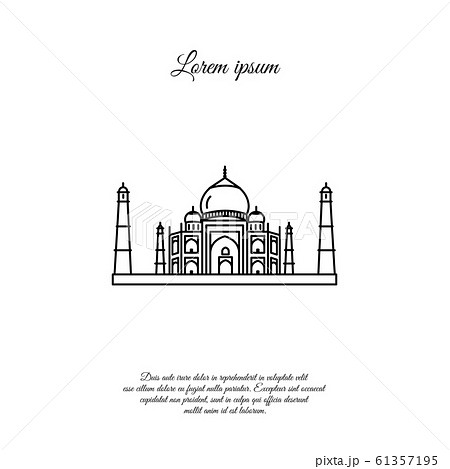 Taj Mahal vector line icon, sign, symbol 61357195