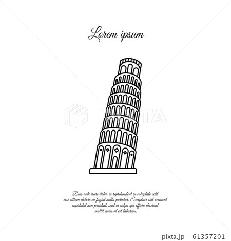 Leaning Tower of Pisa vector line icon, sign, symbol 61357201