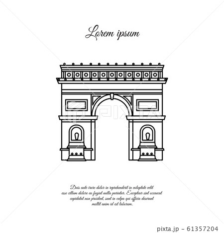 Arc De Triomphe In Paris Vector Line Icon のイラスト素材