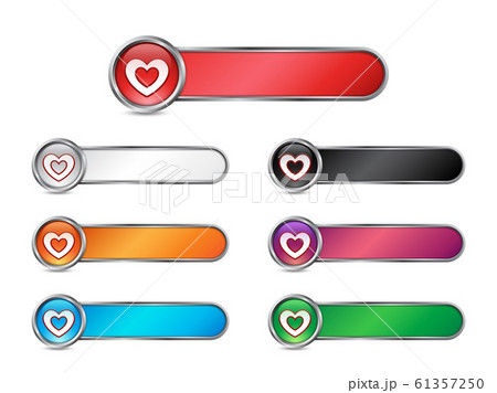 Glossy Valentines heart banner set, Vector Illustration 61357250