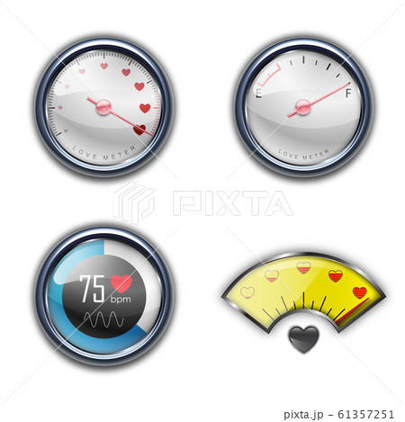Love heart indicator, Measuring love icon set, Vector Illustration  61357251