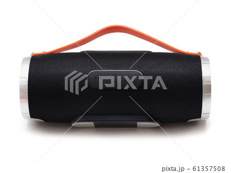 Portable Bluetooth Speaker with silicone handle isolated on White Background Portable Bluetooth Speaker with silicone handle isolated on White Background 61357508
