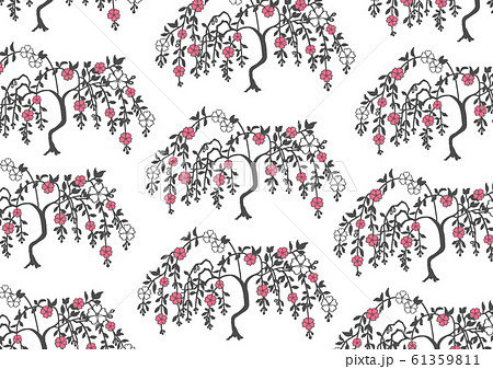 枝垂桜 しだれ桜 蕾 素材 日本 和風 のイラスト素材