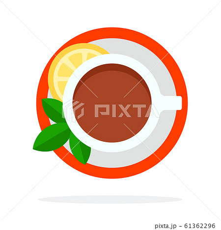 Black Tea with mint and lemon top view vector flat material design isolated object on white background. 61362296