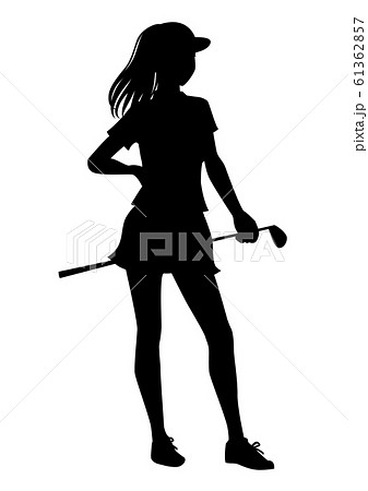 ゴルフのシルエット　女子ゴルファー　ポーズ11 61362857