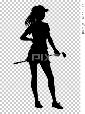 ゴルフのシルエット　女子ゴルファー　ポーズ11 61362857