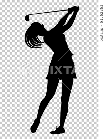 ゴルフのシルエット　女子ゴルファー　ポーズ17 61362863