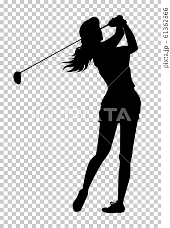 ゴルフのシルエット　女子ゴルファー　ポーズ20 61362866