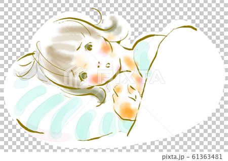 女性　不眠　水彩 61363481