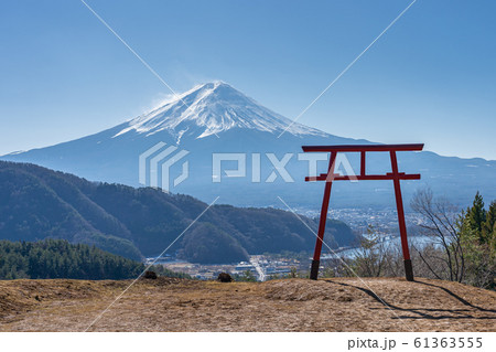 Mount Fuji with Torii gate of Asama Shrine in 61363555