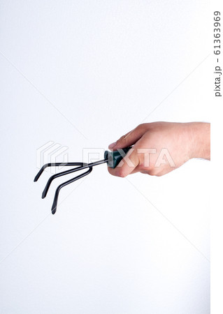 Garden fork rake close-up. 61363969