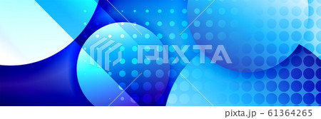 Dynamic trendy geometrical abstract background. Circles, round shapes 3d shadow effects and fluid gradients. Modern overlapping round forms 61364265