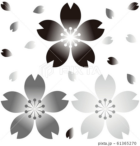 さくら 桜 春 お花見 シンプル シルエット 影絵 切絵 モノクロ 白黒のイラスト素材