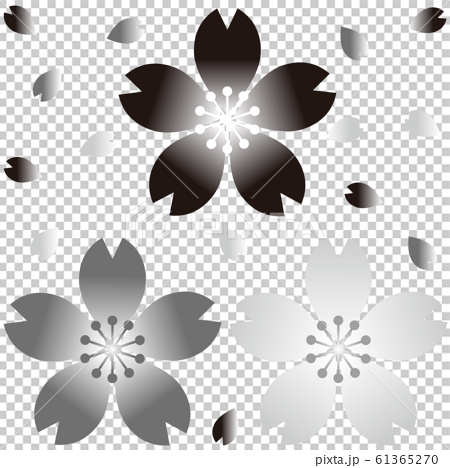 さくら 桜 春 お花見 シンプル シルエット 影絵 切絵 モノクロ 白黒のイラスト素材
