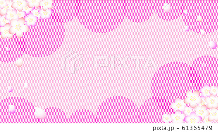 大正モダンな満開の桜の花と花びらの背景	 61365479