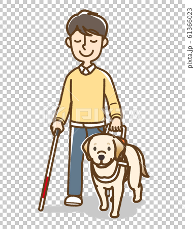 盲導犬 U字型ハンドル 白杖のイラスト素材 [61366023] - PIXTA