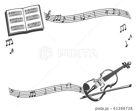 ヴァイオリンと音符 楽譜のイラスト フレームのイラスト素材