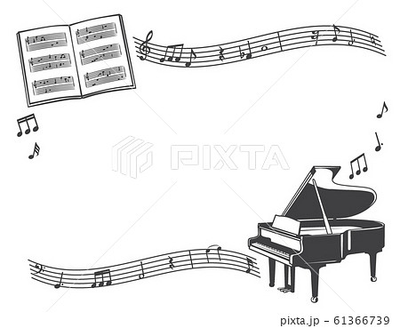 ピアノ 音符の素材イラスト フレーム のイラスト素材 61366739