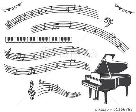 ピアノ 音符の素材イラストのイラスト素材 61366765 Pixta