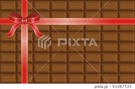 バレンタイン　ギフト　板チョコ　ミルクチョコ　リボン　コピースペース　背景 61367535