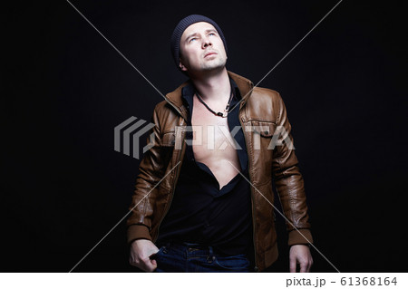 Fashionable young Man in Hat.Sexy Handsome Boy 61368164