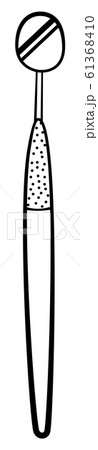 Mouth mirror for dentist front view in black lines Mouth mirror for dentist front view in black lines 61368410