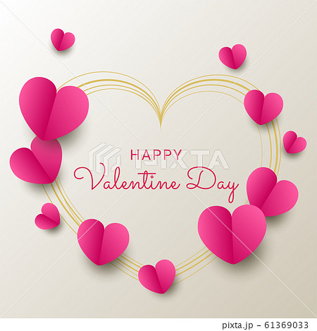 Happy valentines day paper cut style with colorful heart shape in white background 61369033