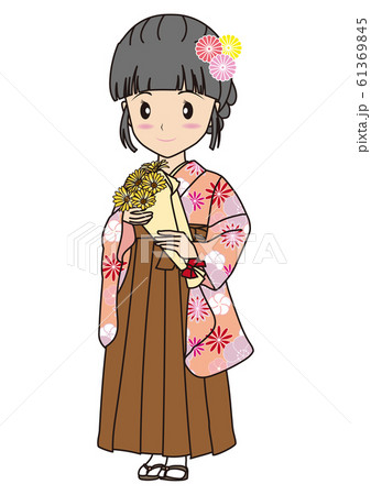 卒業式 袴 花束のイラスト素材