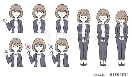 会社員の女性 身振り手振りのイラスト素材