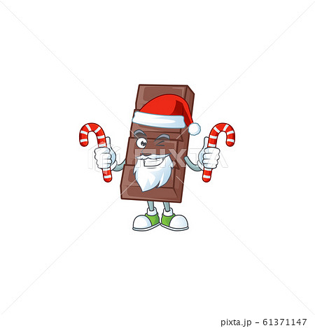 Chocolate bar Cartoon character in Santa costume with candy 61371147