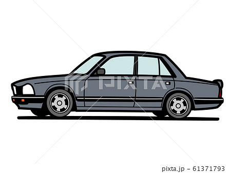 フレンチ地味系セダン グレー 自動車イラストのイラスト素材