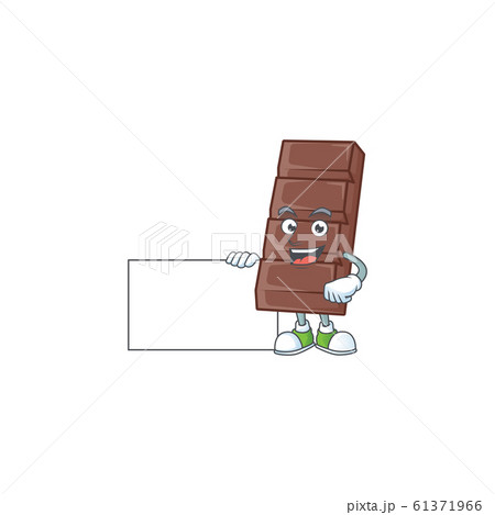 Cheerful chocolate bar cartoon character having a board Cheerful chocolate bar cartoon character having a board 61371966