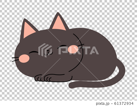 寝る猫のイラスト 黒猫のイラスト素材