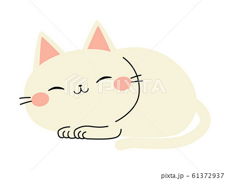 寝る猫のイラスト 白猫のイラスト素材