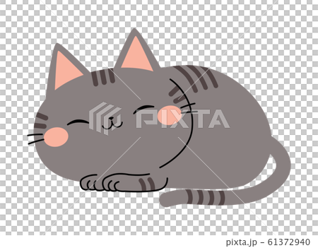 寝る猫のイラスト 灰サバのイラスト素材
