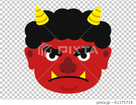 Illustration: Oni Oni Setsubun Bean Maki Material Facial Expression Face Red Demon Aka Oni Red Aka (with Vector) 61375718