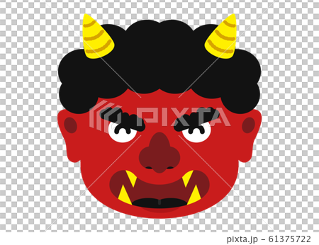 Illustration: Oni Oni Setsubun Bean Maki Material Facial Expression Face Red Demon Aka Oni Red Aka (with Vector) 61375722