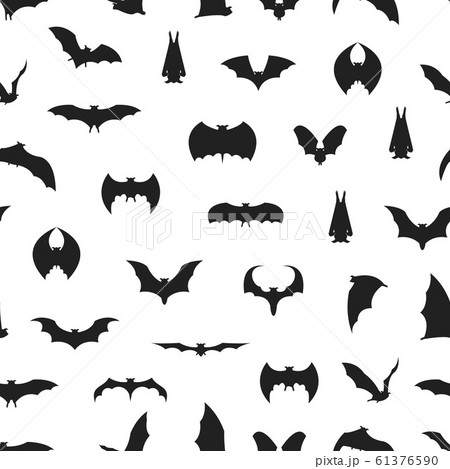 Cartoon Silhouette Different Bats Seamless Pattern Background. Vector Cartoon Silhouette Different Bats Seamless Pattern Background. Vector 61376590