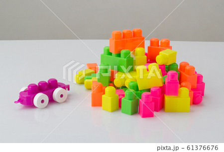 colorful plastic toy blocks isolated colorful plastic toy blocks isolated 61376676