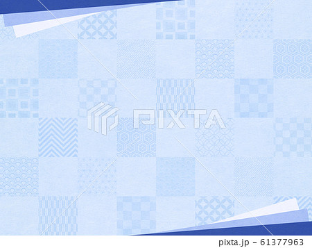背景 和風 和柄 和 和紙 市松模様 青のイラスト素材