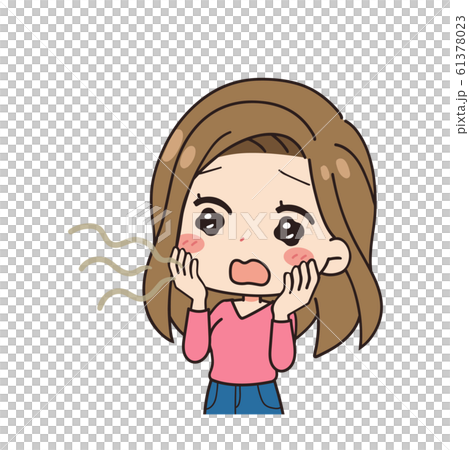 患有口臭的女人的斜插圖 61378023