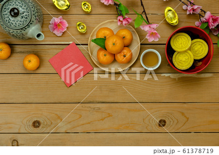 Table top view Lunar New Year & Chinese New Year 61378719