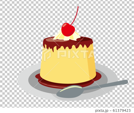 Pudding, cherry, cream, spoon 61379423