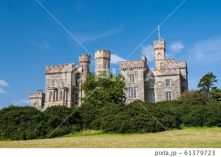 Lews Castle on blue sky in Stornoway, United 61379723